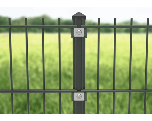 Clôture en treillis soudé avec poteaux et fixation