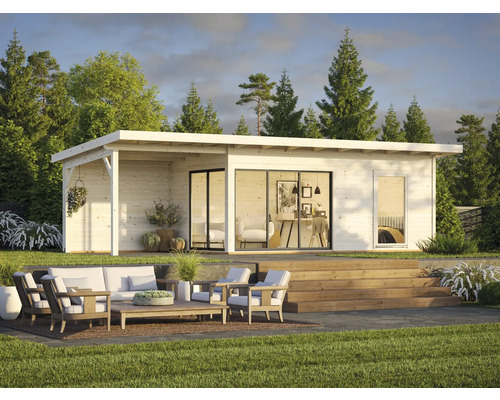 Abri de jardin Palmako Andrea 17,1 m² + 7,9 m² porte coulissante verre isolant avec plancher 920 x 402 cm trempé