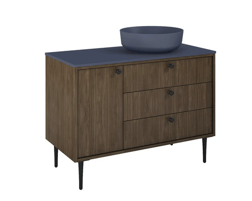 Waschtisch mit Waschbecken, Tür und drei Schubladen