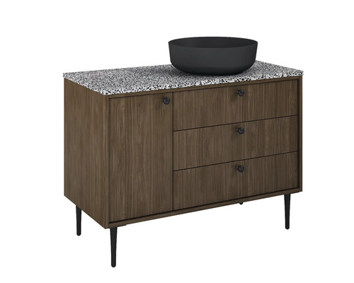 Waschtisch mit Waschbecken, Tür und drei Schubladen