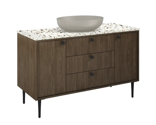 Waschtisch mit Unterschrank, Aufsatzwaschbecken und drei Schubladen