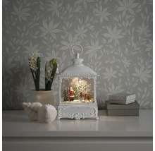 Lanterne décorative avec motif de Noël, éclairage LED et effet boule à neige pour la période de Noël