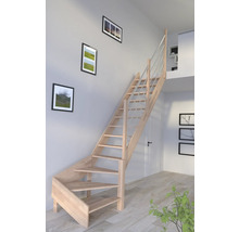 Vue d''une pièce d''un escalier en bois avec une rampe