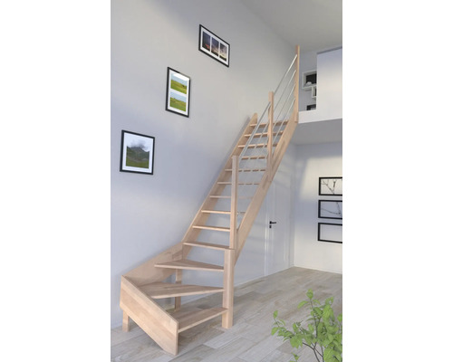Vue d''une pièce d''un escalier en bois avec une rampe
