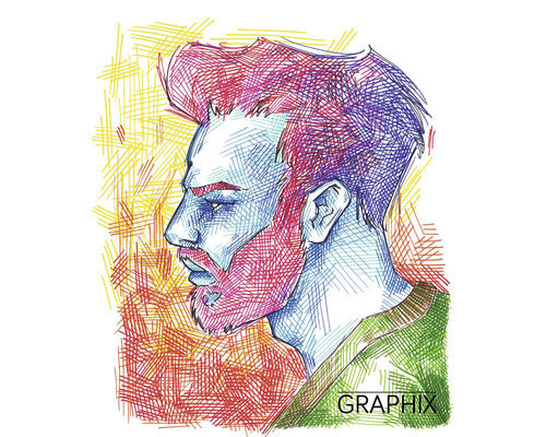 Zeichnung eines Mannes im Profil