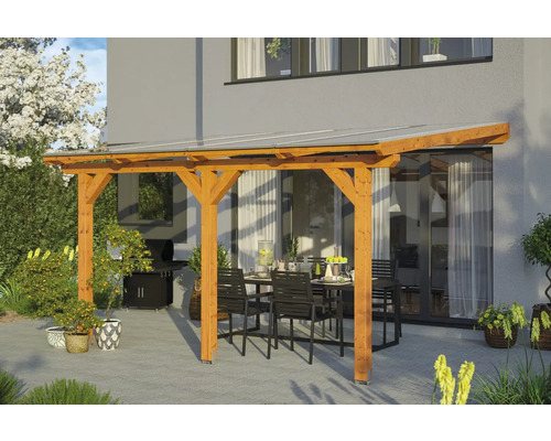 Toiture pour terrasse Skanholz Bormio 434 x 250 cm chêne