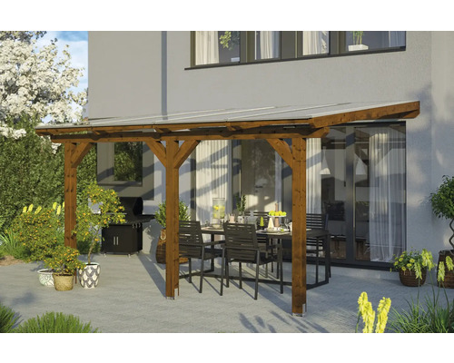 Toiture pour terrasse Skanholz Bormio 434 x 250 cm noyer