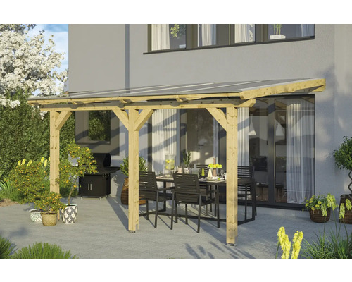 Toiture pour terrasse Skanholz Bormio 434 x 300 cm bois