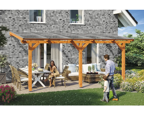 Toiture pour terrasse Skanholz Bormio 541 x 250 cm chêne