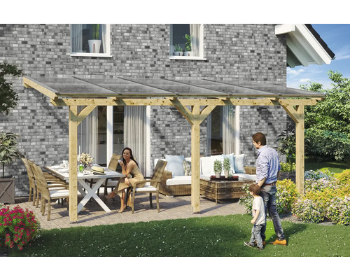 Toiture pour terrasse Skanholz Bormio 541 x 250 cm bois