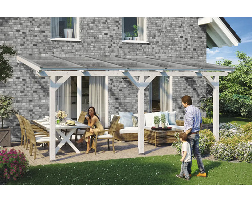 Toiture pour terrasse Skanholz Bormio 541 x 250 cm blanc