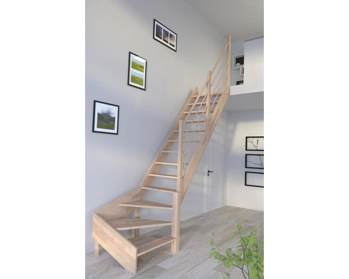 Escalier en bois avec rampe dans un espace de vie