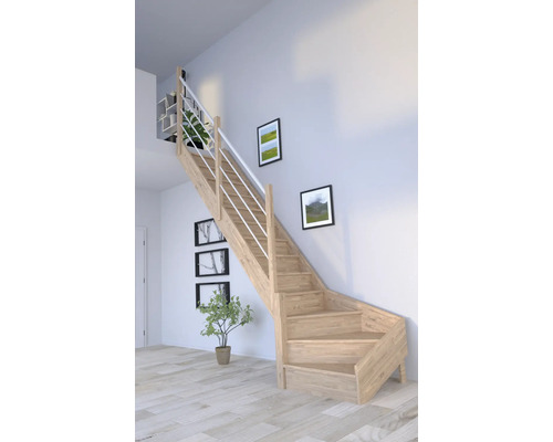 Escalier en bois avec rampe dans un espace de vie