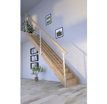Escalier en bois avec rampe en acier inoxydable à l''intérieur