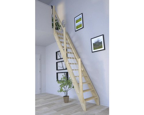 Escalier en bois avec rampe dans un espace de vie