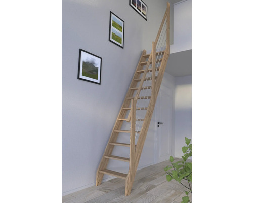 Escalier en bois avec rampe dans un intérieur