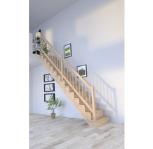 Escalier en bois avec rampe dans une pièce lumineuse