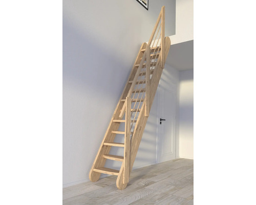 Escalier en bois peu encombrant avec rampe en intérieur