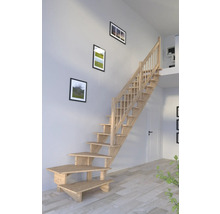 Escalier en bois avec rampe dans une pièce lumineuse
