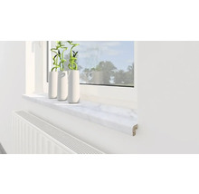 Fensterbank mit Dekor und Zimmerpflanzen auf einem Fensterbrett.