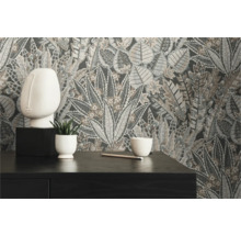 Papier peint intissé 39653-3 Ethno feuilles jungle gris