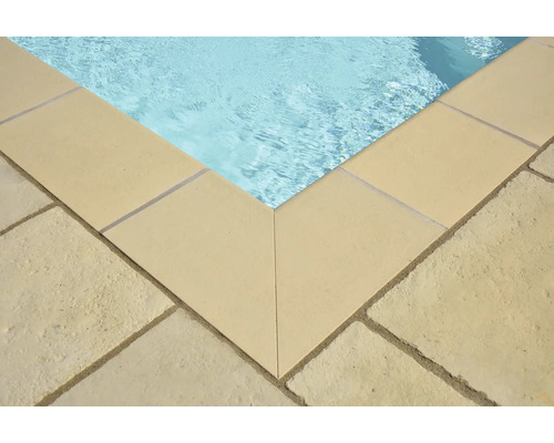 Vue détaillée d''une piscine avec margelles et eau