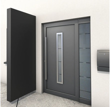 Moderne Haustür mit Seitenteil, Briefkasten und Sichtschutz