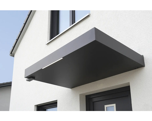 Gutta Vordach BS Plus 160 RAL 7016 anthrazit 160x90 cm inkl. Wasserspeier links Vordach aus Metall über einer Haustür