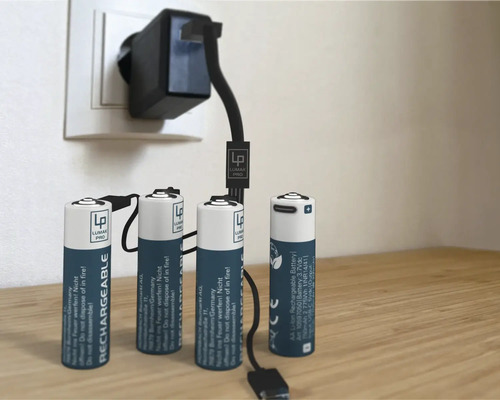 Piles rechargeables AA avec chargeur sur prise