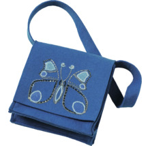 Blaue Kindertasche mit Schmetterlingsmotiv