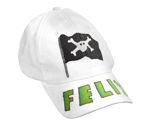 Casquette blanche avec motif de tête de mort et nom imprimé