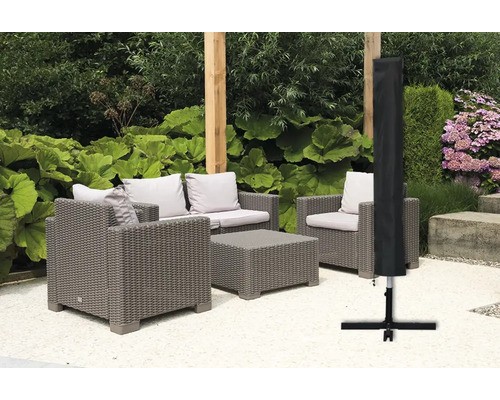 Ensemble de meubles de jardin avec housse pour parasol sur terrasse