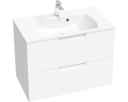Waschtischunterschrank mit zwei Schubladen, Waschbecken und Armatur