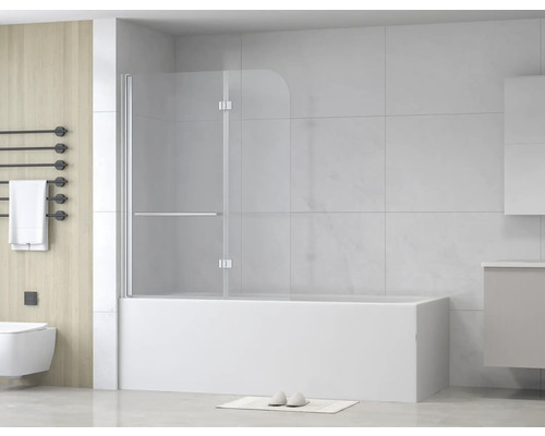 Pare-baignoire 2 parties form&style DRENA 1120 x 1400 mm verre transparent couleur de profilé chrome