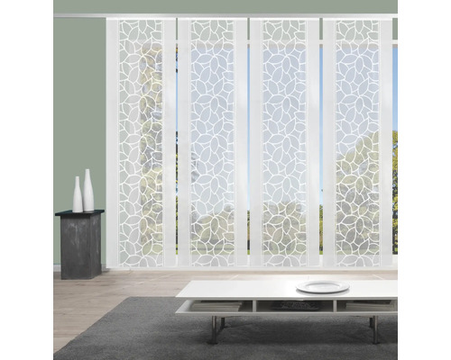 Panneau japonais décoratif avec motif de feuilles dans le salon.