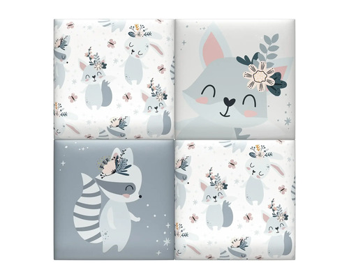 Quatre panneaux muraux décoratifs avec des motifs d''animaux forestiers