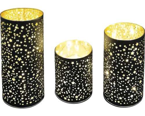 Windlichter-Set aus Metall mit Sternenmuster