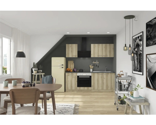 Cuisine complète sans appareils Optifit OPTIkompakt Livorno290 chêne sauvage largeur 210 cm KPLI 2136OE-9+