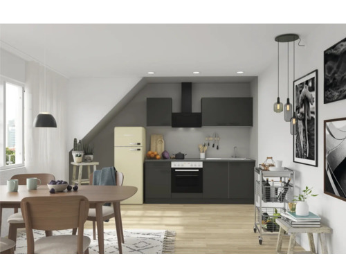 Cuisine complète sans appareils Optifit OPTIkompakt Madrid420 anthracite largeur 210 cm KPMA 2136OE-9+