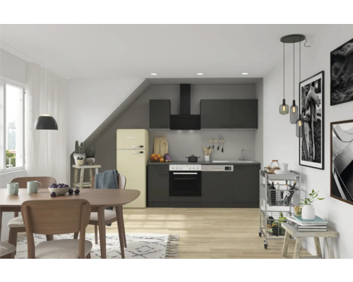 Cuisine complète sans appareils Optifit OPTIkompakt Madrid420 anthracite largeur 210 cm KPMA 2179OE-9+