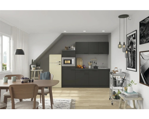 Cuisine complète sans appareils Optifit OPTIkompakt Madrid420 anthracite largeur 210 cm KPMA 2181OE-9+