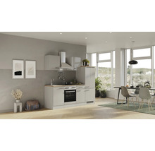 Cuisine complète avec appareils Flex Well Lund 220 cm couleur de façade gris clair brillant - couleur du corps gris fumée 00012695