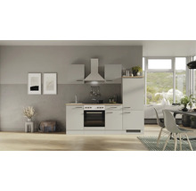Cuisine complète avec appareils Flex Well Lund 220 cm couleur de façade gris clair brillant - couleur du corps gris fumée 00012695