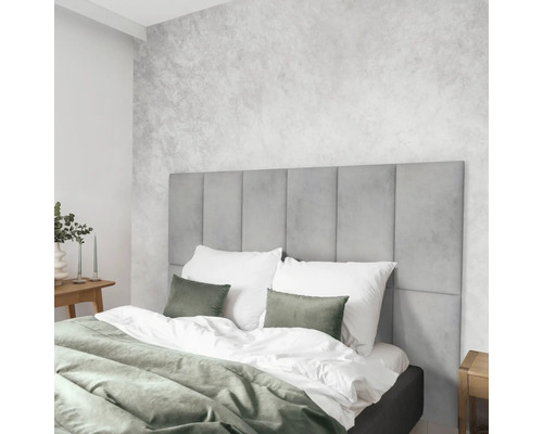 Coussin mural Print Gold béton gris aspect velours 30 x 60 cm Chambre avec lit, tête de lit rembourrée et décoration murale