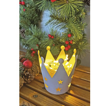 Couronne décorative avec guirlande lumineuse à LED et motif d''étoiles