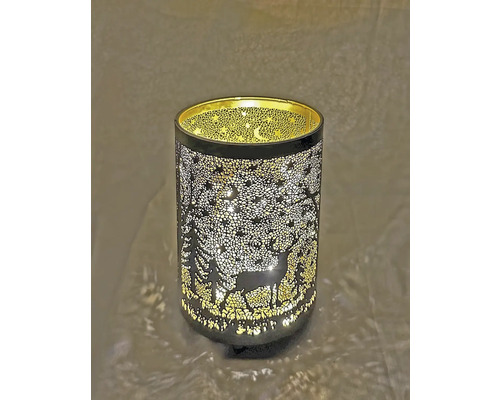 Photophore avec motifs de cerf et de forêt.