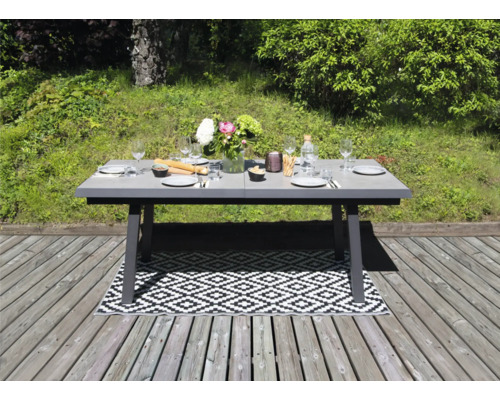 Dining-Tisch bellavista Ontario 200 (260) x 100 x 77 cm Alu/Keramikfliese grau