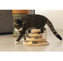 Chat avec jouet interactif en bois à plusieurs niveaux et petites balles