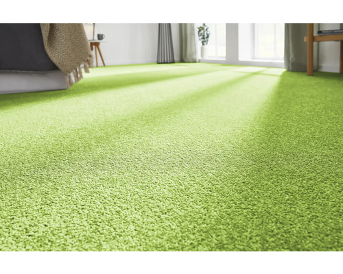 Nahaufnahme eines Raumes mit grünem Teppichboden.