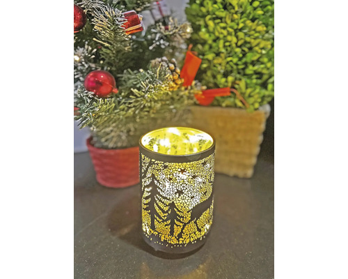 Windlicht mit Baummotiv als weihnachtliche Dekoration